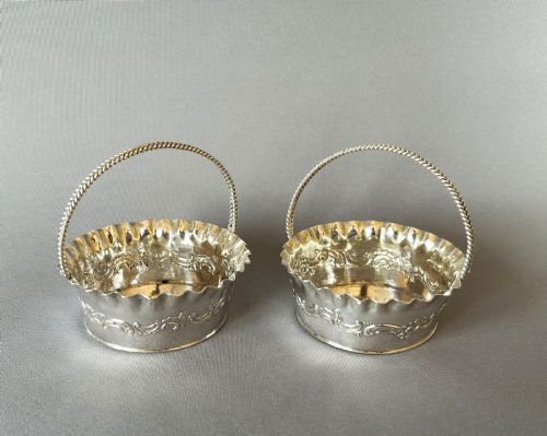 A Charming Pair of Small Silver Bonbon Baskets