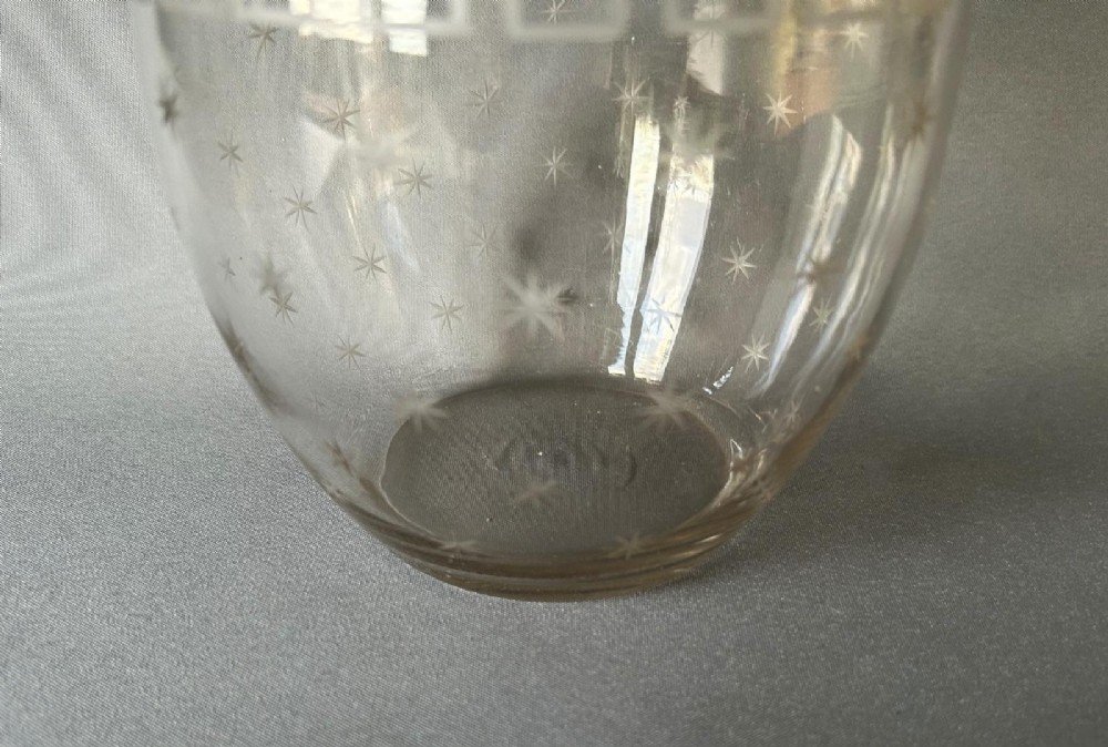 A charming Edwardian Star & Greek Key Etched Biscuit Barrel View VII