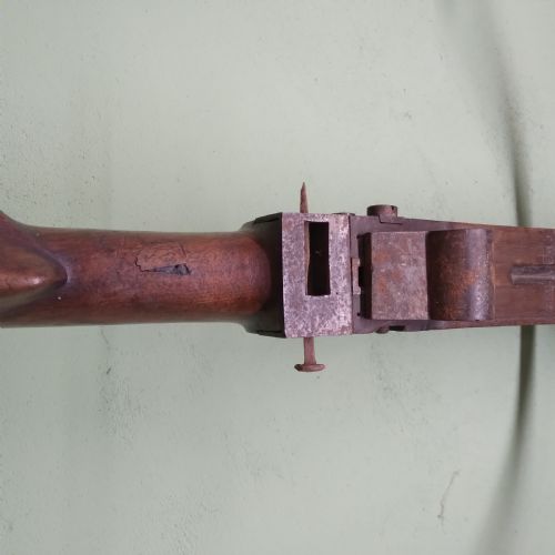 ANTIQUE CROSSBOW MATERIAL WO0D IRON AND BRASS EMBELLISHMENTS - ADDITIONAL PHOTO 5
