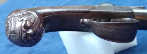 ANTIQUE FLINTLOCK PISTOL WITH SILVER MOUNT - ADDITIONAL PHOTO 6