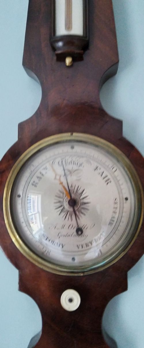 ANTIQUE MAHOGANY BAROMETER - ADDITIONAL PHOTO 1