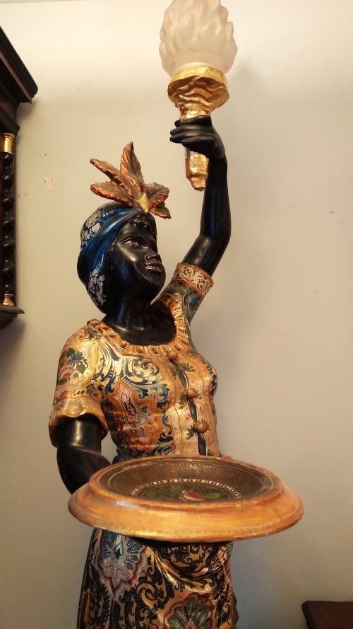 VENETIAN FIGURE ON STAND ORIGINAL GILT POLYCHROME - ADDITIONAL PHOTO 3