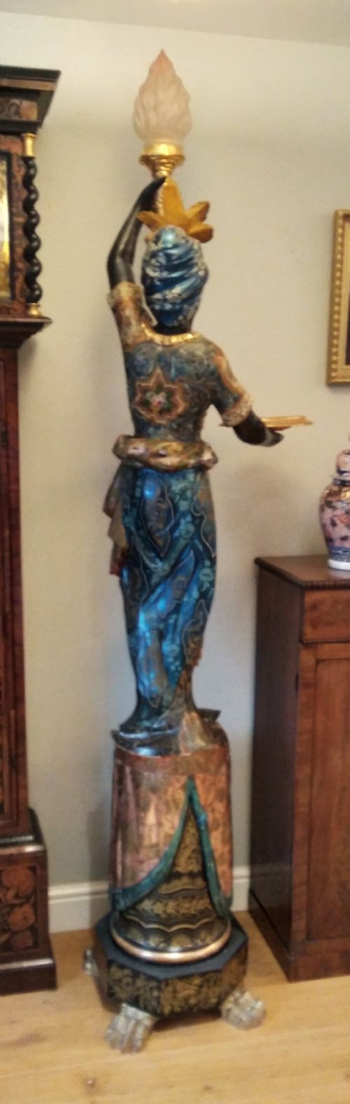 VENETIAN FIGURE ON STAND ORIGINAL GILT POLYCHROME - ADDITIONAL PHOTO 5