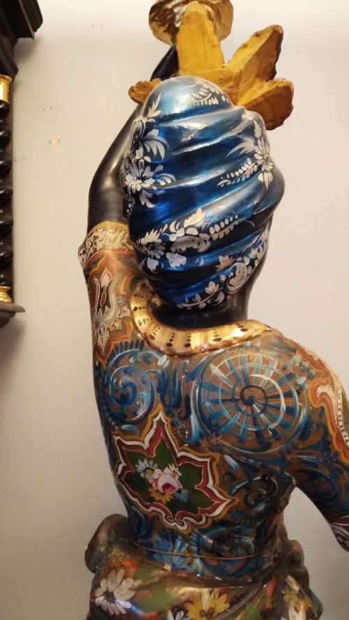 VENETIAN FIGURE ON STAND ORIGINAL GILT POLYCHROME - ADDITIONAL PHOTO 8