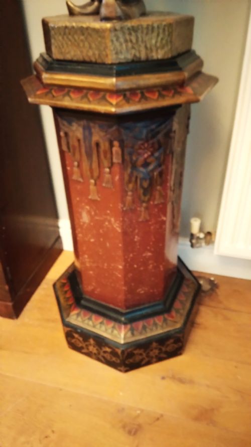 VENETIAN FIGURE ON STAND ORIGINAL GILT POLYCHROME - ADDITIONAL PHOTO 1