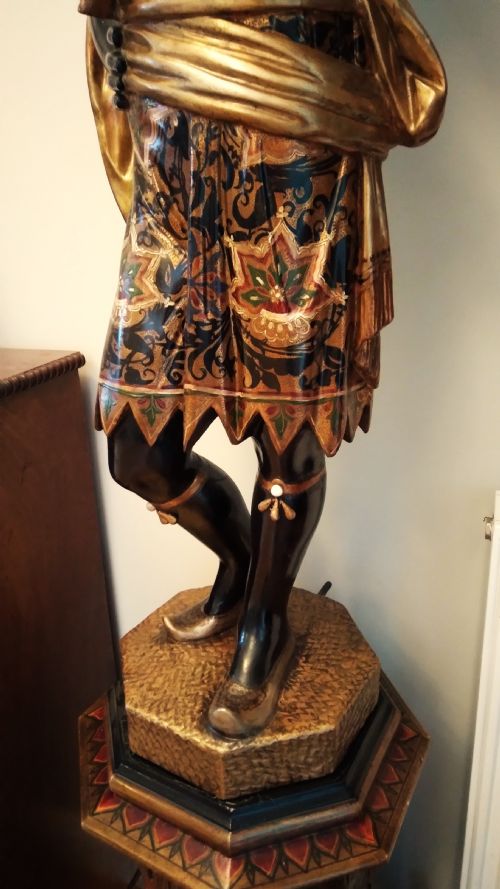 VENETIAN FIGURE ON STAND ORIGINAL GILT POLYCHROME - ADDITIONAL PHOTO 2