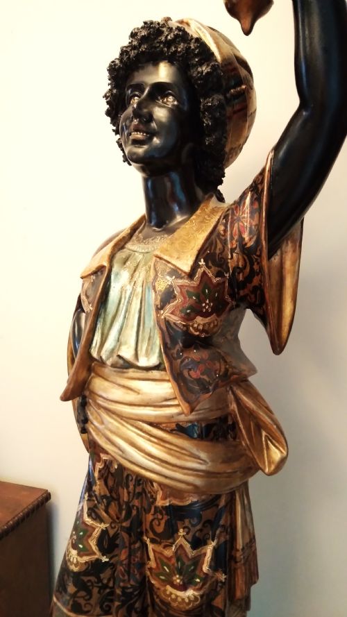 VENETIAN FIGURE ON STAND ORIGINAL GILT POLYCHROME - ADDITIONAL PHOTO 3