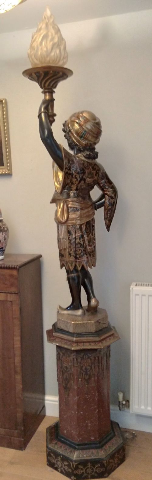 VENETIAN FIGURE ON STAND ORIGINAL GILT POLYCHROME - ADDITIONAL PHOTO 5