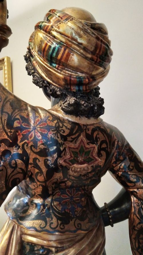 VENETIAN FIGURE ON STAND ORIGINAL GILT POLYCHROME - ADDITIONAL PHOTO 8