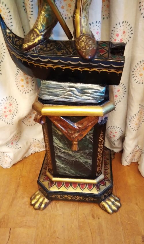 VENETIAN FIGURE ON STAND ORIGINAL GILT POLYCHROME - ADDITIONAL PHOTO 1