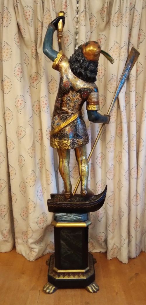 VENETIAN FIGURE ON STAND ORIGINAL GILT POLYCHROME - ADDITIONAL PHOTO 6