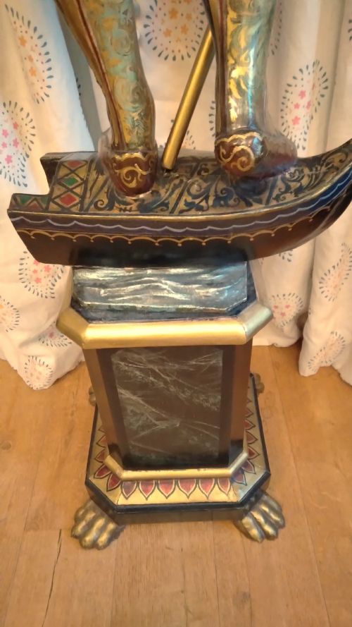 VENETIAN FIGURE ON STAND ORIGINAL GILT POLYCHROME - ADDITIONAL PHOTO 7