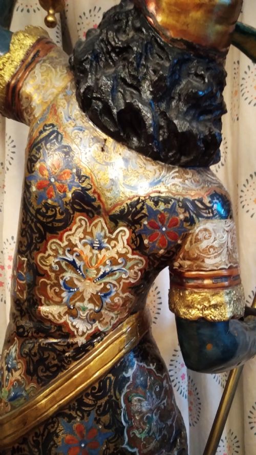 VENETIAN FIGURE ON STAND ORIGINAL GILT POLYCHROME - ADDITIONAL PHOTO 9
