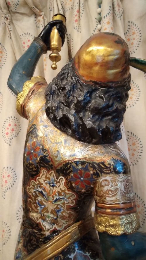 VENETIAN FIGURE ON STAND ORIGINAL GILT POLYCHROME - ADDITIONAL PHOTO 10