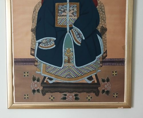 WONDERFUL HUGE PAIR OF ANTIQUE CHINESE PAINTINGS - ADDITIONAL PHOTO 3