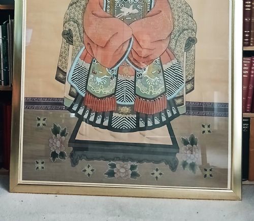 WONDERFUL HUGE PAIR OF ANTIQUE CHINESE PAINTINGS - ADDITIONAL PHOTO 5