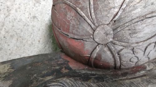 CHINESE LARGE CARVED WOOD TEMPLE GUARD - ADDITIONAL PHOTO 6