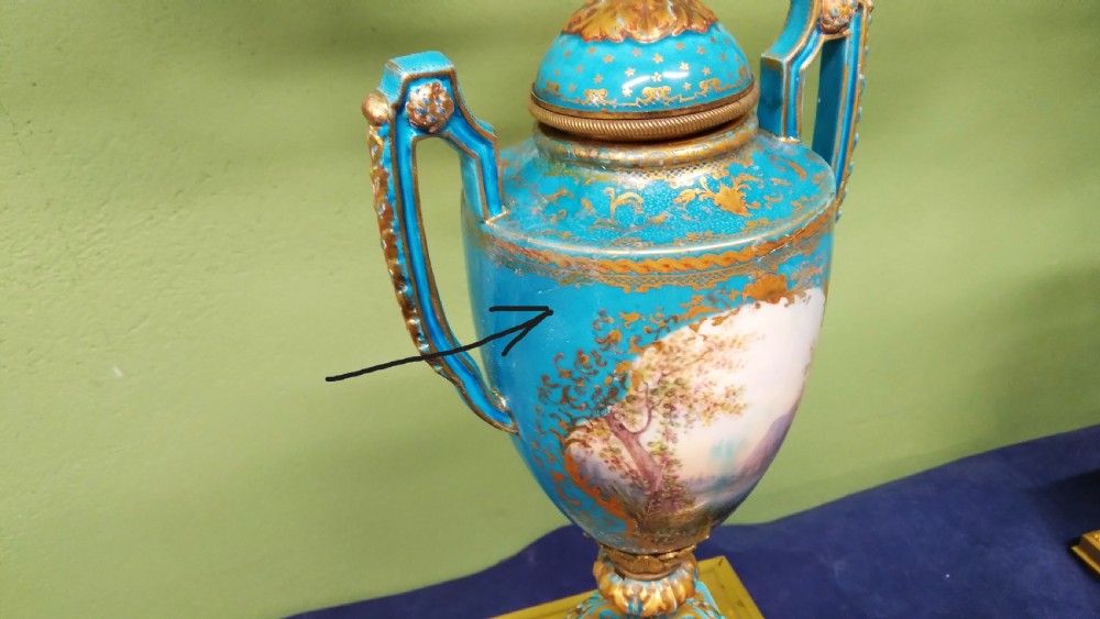 ANTIQUE  HUGE ORMOLU AND SEVRES   CLOCK SET View XVIII