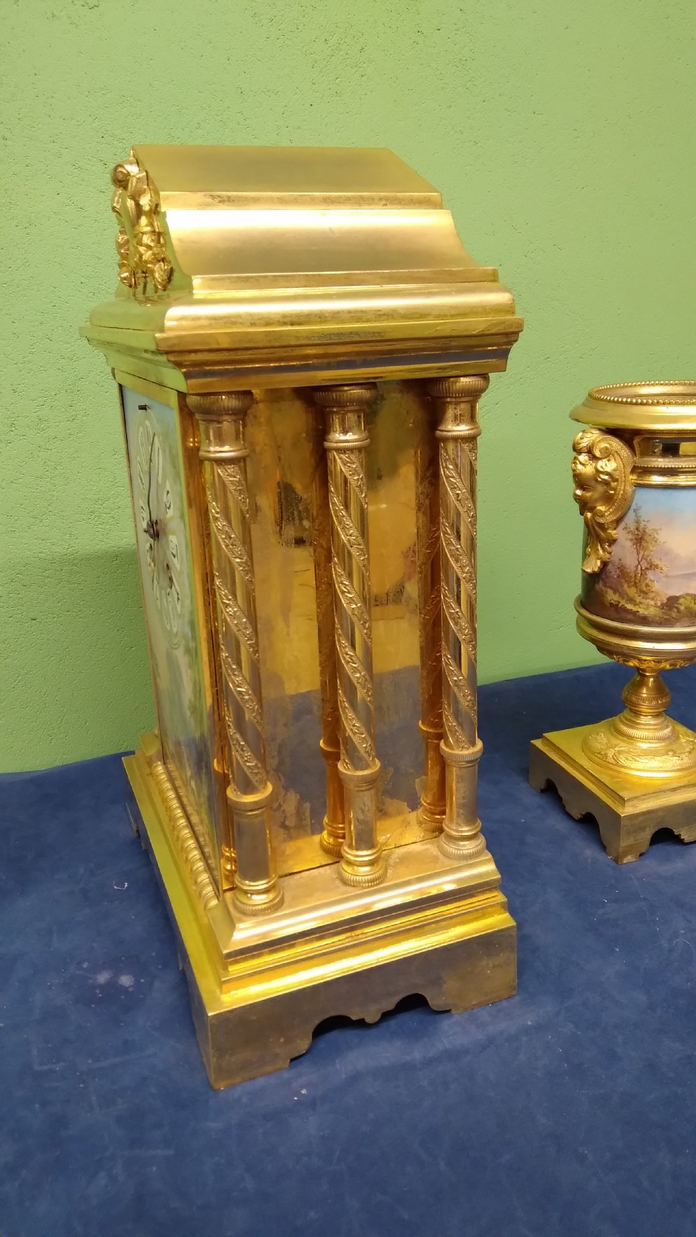 ANTIQUE FRENCH ORMOLU AND SEVRES CLOCKS SET View V