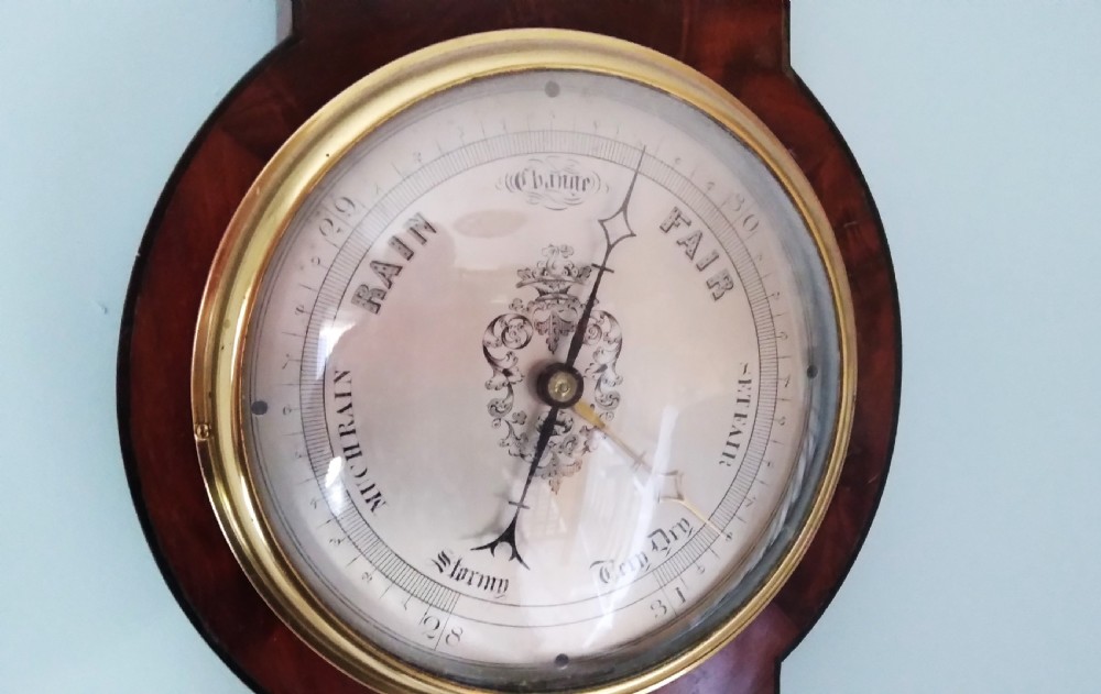 ANTIQUE MAHOGANY BAROMETER OF SMALL SIZE View V