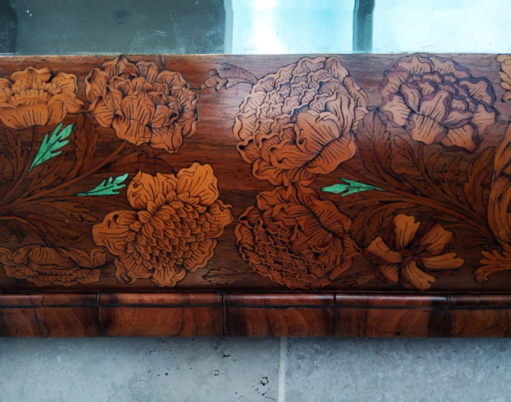 18TH CENTURY FLORAL MARQUETRY  CUSHION MIRROR View III