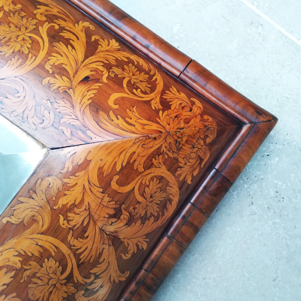 18TH CENTURY FLORAL MARQUETRY  CUSHION MIRROR View VII