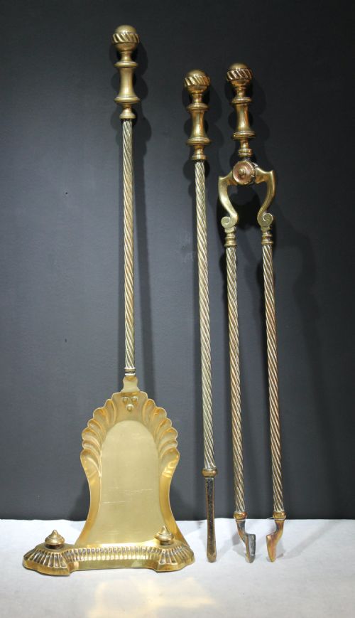 Brass fire iron set. 19th/20th C