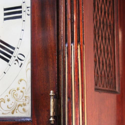 8 DAY MAHOGANY LONGCASE CLOCK WITH EARLY PAINTED DIAL BY JOHN DOUGLASS OF CHERTSEY CIRCA 1780 LONG CASE LONDON STYLE - ADDITIONAL PHOTO 5