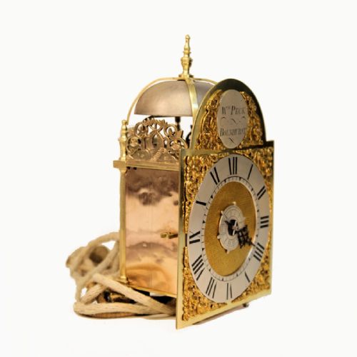 miniature verge escapement lantern alarum clock by william peck of bolnhurst circa 1745 - CATEGORY: ANTIQUE CLOCKS - DATED 18TH CENTURY
