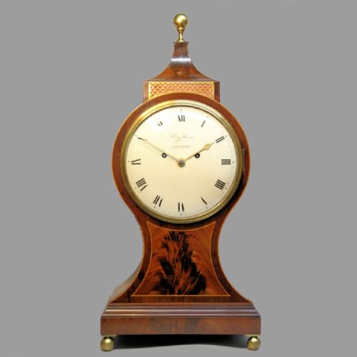 georgian balloon style mahogany table clock by henry harris of london circa 1800 - CATEGORY: ANTIQUE CLOCKS - DATED 19TH CENTURY