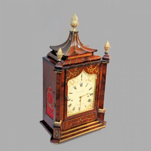 A LARGE QUARTER CHIMING BRACKET CLOCK IN AN INLAID MAHOGANY CASE CIRCA 1850 - ADDITIONAL PHOTO 2
