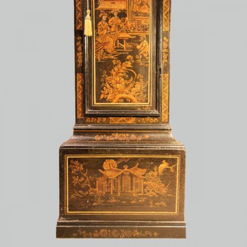 A VERY ORIGINAL DARK GREEN CHINOISERIE LONGCASE CLOCK WITH ROCKING FATHER TIME CIRCA 1720 LONG CASE - ADDITIONAL PHOTO 3