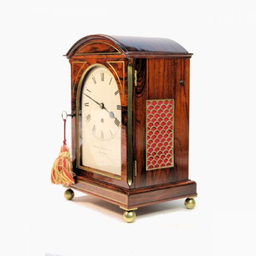 A GOOD ROSEWOOD FUSEE TABLE BRACKET CLOCK IN A BREAKARCH CASE BY BROCKBANK ATKINS LONDON CIRCA 1825 - ADDITIONAL PHOTO 1