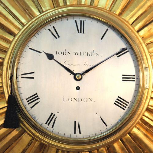 AN EXTREMELY RARE GILDED 'SUNBURST' STYLE ENGLISH CARTEL FUSEE TIMEPIECE WITH ORIGINAL VERGE ESCAPEMENT - ADDITIONAL PHOTO 2