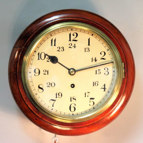 an english fusee wall clock with an 8 24 hour dial and mahogany case circa 1900 - CATEGORY: ANTIQUE CLOCKS - DATED 1900