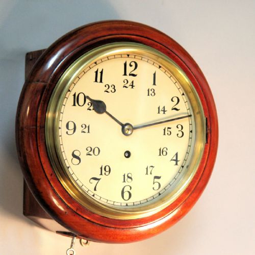 AN ENGLISH FUSEE WALL CLOCK WITH AN 8 24 HOUR DIAL AND MAHOGANY CASE CIRCA 1900 - ADDITIONAL PHOTO 1