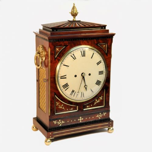 REGENCY GADROONED CHAMFER TOP BRACKET CLOCK IN ELABORATE BRASS INLAID MAHOGANY CASE CIRCA 1820 - ADDITIONAL PHOTO 1