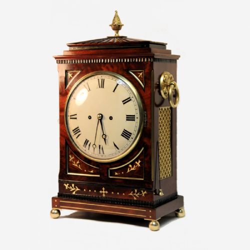 REGENCY GADROONED CHAMFER TOP BRACKET CLOCK IN ELABORATE BRASS INLAID MAHOGANY CASE CIRCA 1820 - ADDITIONAL PHOTO 2