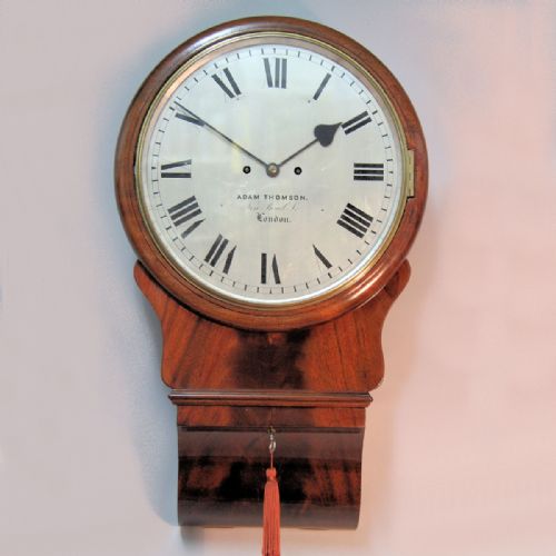 a striking double fusee english dropdial wall clock in a mahogany case circa 1840 - CATEGORY: ANTIQUE CLOCKS - DATED 19TH CENTURY