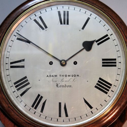 A STRIKING DOUBLE FUSEE ENGLISH DROPDIAL WALL CLOCK IN A MAHOGANY CASE CIRCA 1840 - ADDITIONAL PHOTO 1