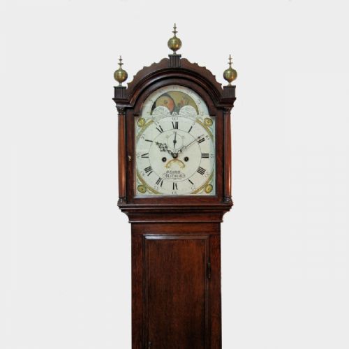 AN EIGHT DAY LONGCASE CLOCK IN A PLAIN OAK CASE BY B RUSSELL OF NORWICH CIRCA 1810 LONG CASE - ADDITIONAL PHOTO 1