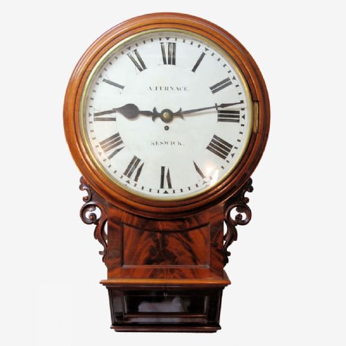 a very large mahogany english dropdial fusee wall clock by anthony furnace of keswick in cumbria circa 1870 - CATEGORY: ANTIQUE CLOCKS - DATED 19TH CENTURY
