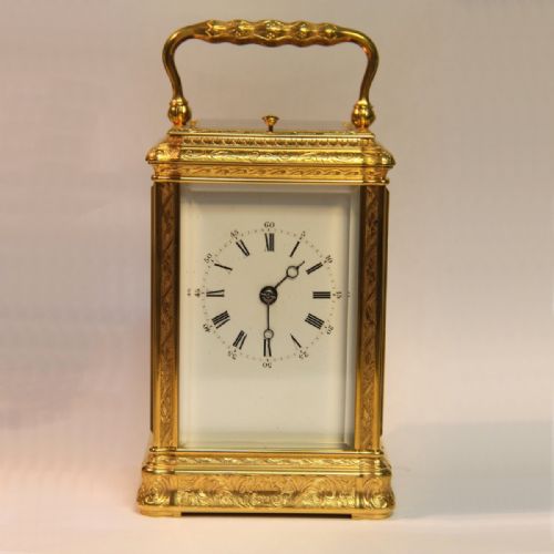 FRENCH REPEATING CARRIAGE CLOCK SMALL SIZE ENGRAVED GORGE STYLE CASE BY PONS CIRCA 1870 JACOT OR DROCOURT QUALITY - ADDITIONAL PHOTO 2