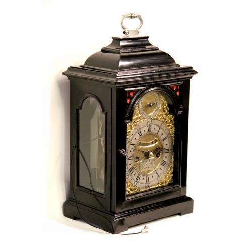 A MINIATURE VERGE BRACKET OR TABLE CLOCK IN AN EBONISED CASE QUARTER REPEATING BY ANTHONY HARRISON LONDON CIRCA 1720 - ADDITIONAL PHOTO 2