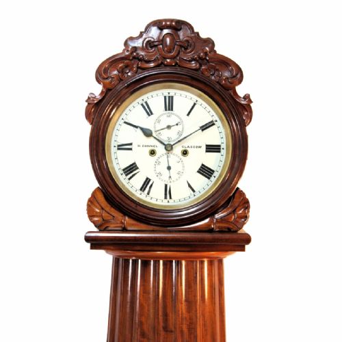 SCOTTISH PILLAR OR COLUMN LONGCASE CLOCK WITH CIRCULAR DIAL AND MAHOGANY TAPERED CASE CIRCA 1860 LONG CASE - ADDITIONAL PHOTO 1