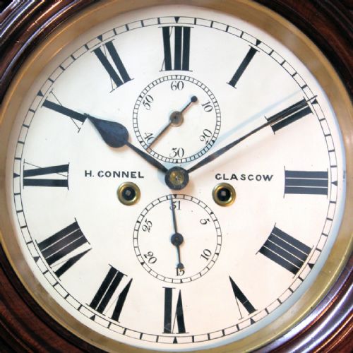 SCOTTISH PILLAR OR COLUMN LONGCASE CLOCK WITH CIRCULAR DIAL AND MAHOGANY TAPERED CASE CIRCA 1860 LONG CASE - ADDITIONAL PHOTO 5