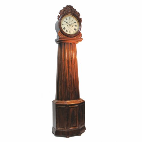 SCOTTISH PILLAR OR COLUMN LONGCASE CLOCK WITH CIRCULAR DIAL AND MAHOGANY TAPERED CASE CIRCA 1860 LONG CASE - ADDITIONAL PHOTO 6