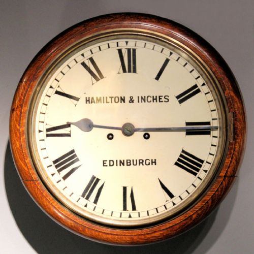 DOUBLE FUSEE STRIKING ENGLISH DIAL WALL CLOCK IN AN OAK CASE 11 INCH DIAL CIRCA 1890 - ADDITIONAL PHOTO 2