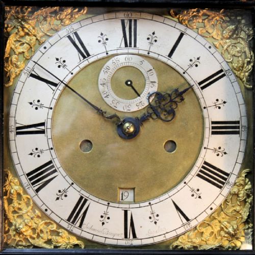 A FINE AND RARE EARLY ENGLISH 'BLACK MARQUETRY' LONGCASE CLOCK BY SOLOMON BOUQUET CIRCA 1685 LONG CASE - ADDITIONAL PHOTO 4
