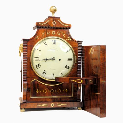 rosewood bracket clock with its original wall bracket by william coxhead of reading circa 1845 - CATEGORY: ANTIQUE CLOCKS - DATED 19TH CENTURY